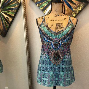 Embellished multi colored tank